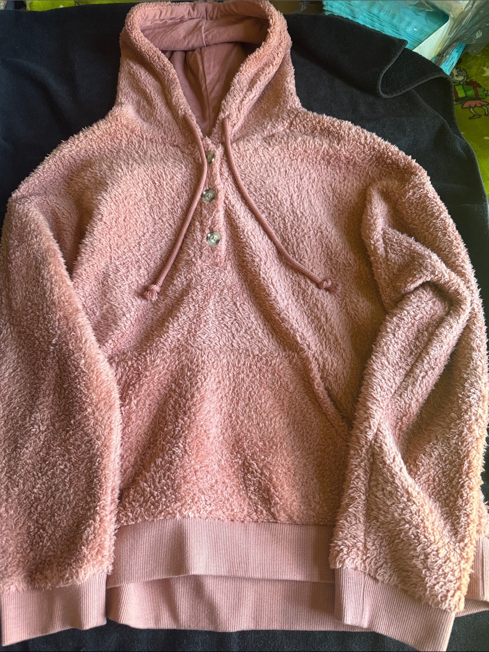 Maurices Dusty Rose Sherpa Hoodie with Drawstrings